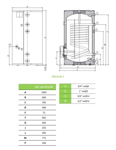 Nepriamovýhrevný zásobník OKC 160 NTR/BP