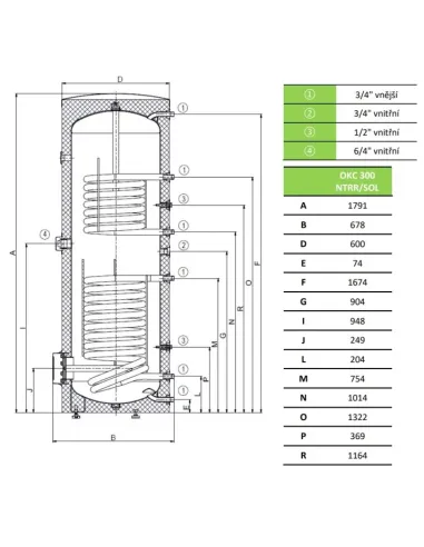 Nepriamovýhrevný zásobník OKC 300 NTRR/SOL