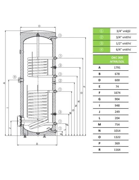 Nepriamovýhrevný zásobník OKC 300 NTRR/SOL