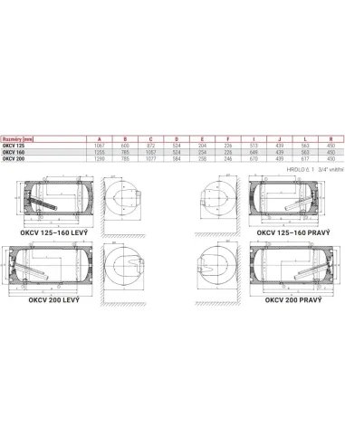 Kombinovaný ohrievač OKCV 125 - pravý