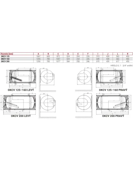Kombinovaný ohrievač OKCV 125 - pravý
