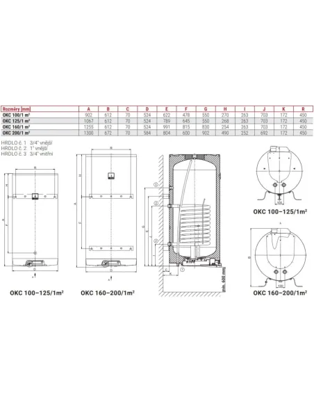 Kombinovaný zásobník OKC 200/1 m2