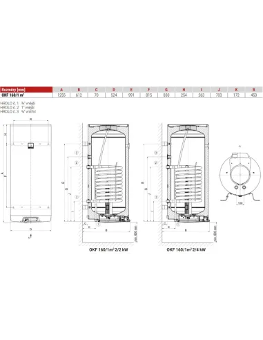 Kombinovaný zásobník OKF 160/1 m2 2/2 kW