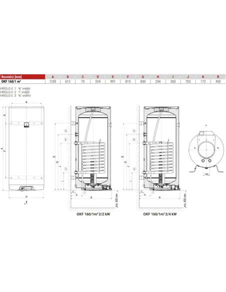 Kombinovaný zásobník OKF 160/1 m2 2/2 kW