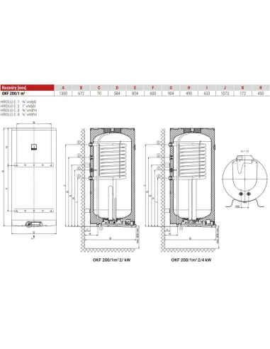Kombinovaný zásobník OKF 200/1 m2 2/2 kW