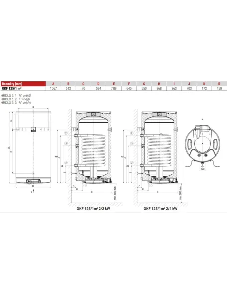 Kombinovaný zásobník OKF 125/1 m2 2/4 kW
