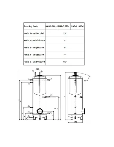 Akumulačné nádrže s prípravou TÚV NADO 500/200 v1